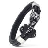 Arslan Figürlü Deri Ve Çelik Bileklik
